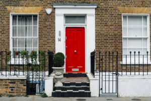 Red Colored Front Door City House