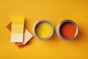 Top View Cans With Orange Yellow Paint