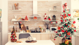 Empty Home With Decoration Winter Holidays With Red Decor