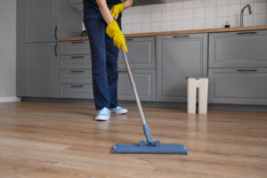 Front View Woman Cleaning Home