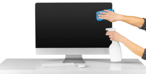 Front View Computer Monitor Isolated White Home Cleaning